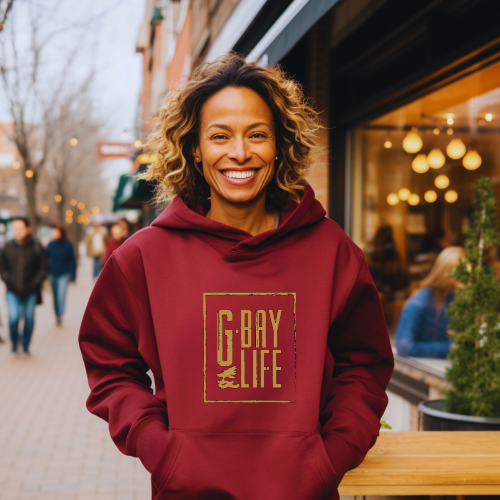 GBay Life Hoodie Burgundy with tan
